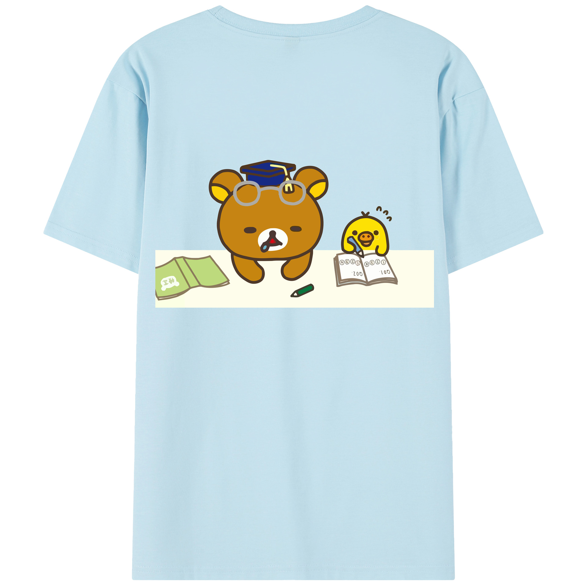 （画像用） リラックマ リラックマ キイロイトリ Rilakkuma Korilakkuma Kiiroitori 綿100％半袖Tシャツ（背面プリント）